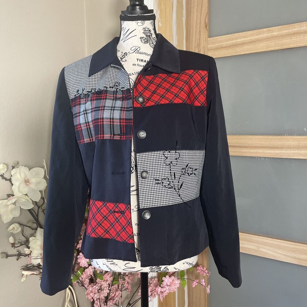 Susan Bristol Patchwork Multicolor Blazer Shoulde… - image 1